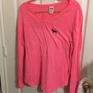 Hot pink logo, long-sleeve T